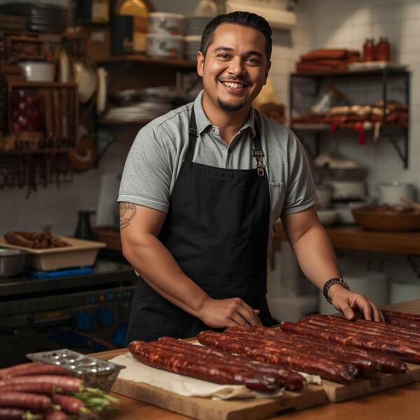 Pessoa trabalhando com embutidos